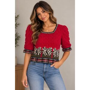 Vintage 1980s Cullinane Red Novelty Bow Sweater Women’s Size M